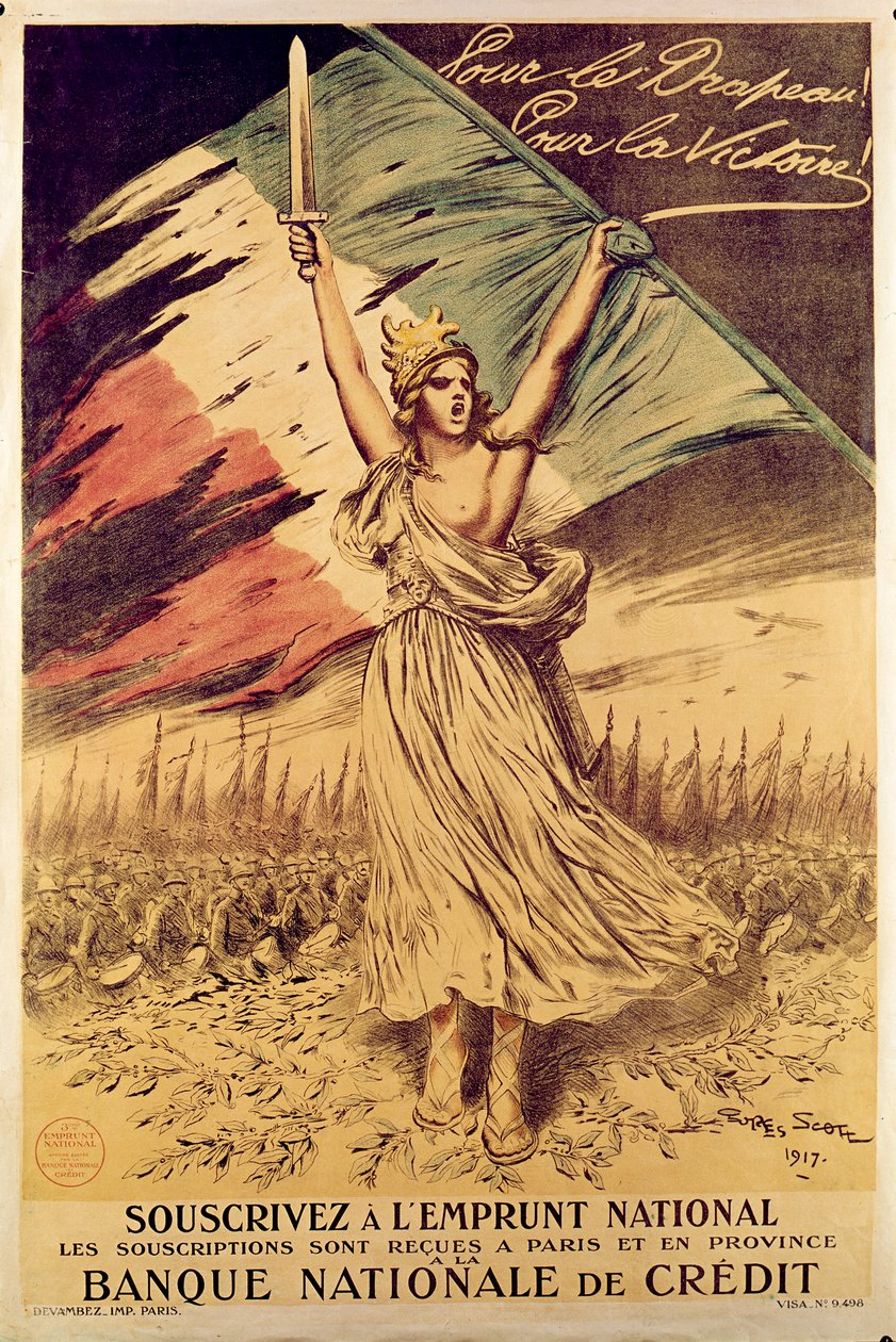 Fransk plakat fra første verdenskrig som oppmuntrer til kjøp av krigsobligasjoner, 1917 av Georges Bertin Scott