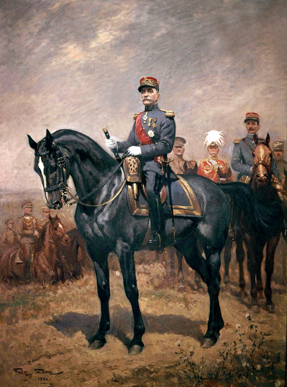 Portrett av marskalk Ferdinand Foch på hest av Georges Bertin Scott