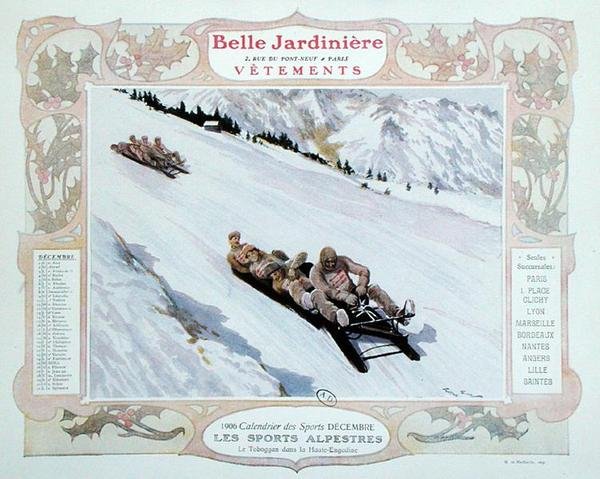 Aking, illustrasjon for desember fra en kalender for klesbutikken 