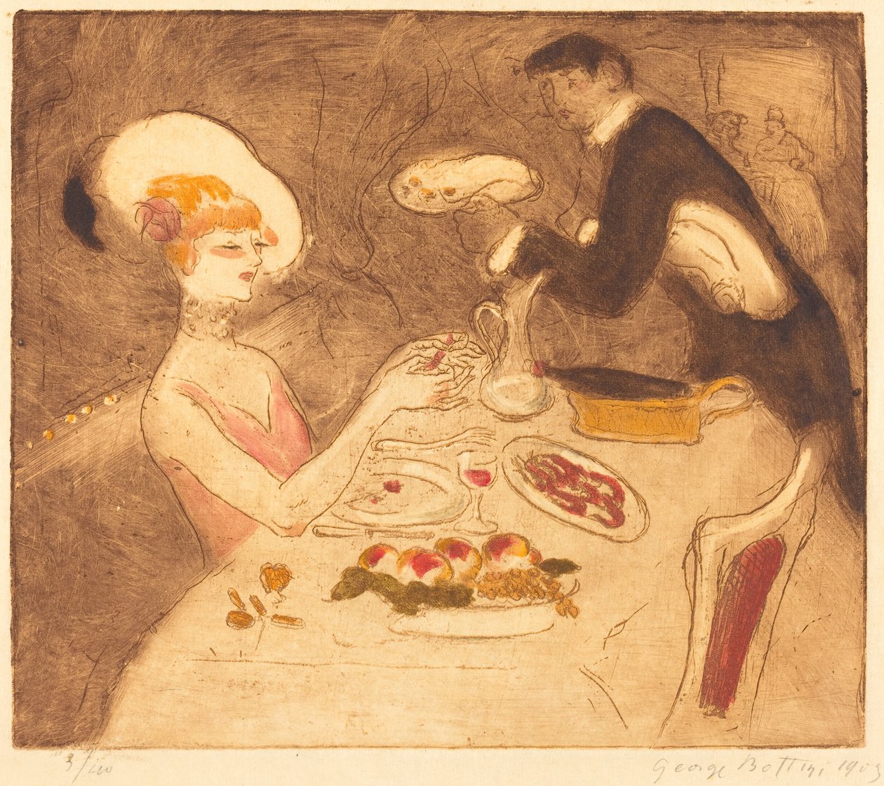 Kvinne som spiser kveldsmat av Georges Bottini