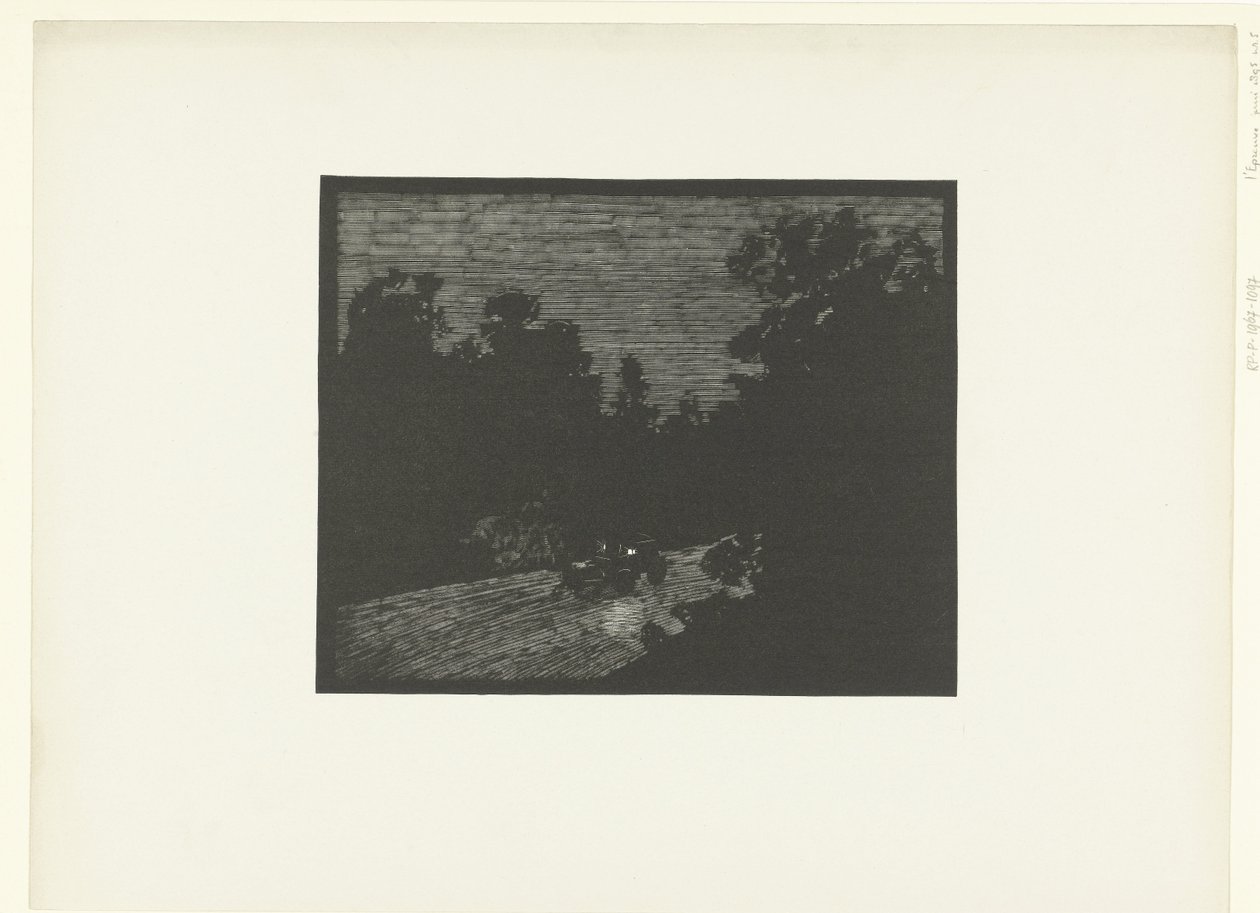 Landskap med hestevogn om natten Voiture dans la nuit L'Epreuve (serietittel) av Georges Charles Victor Léopold Hugo