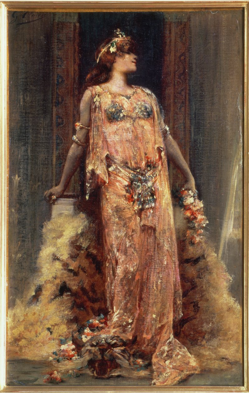 Sarah Bernhardt (1844-1923) i rollen som Cleopatra av Georges Clairin
