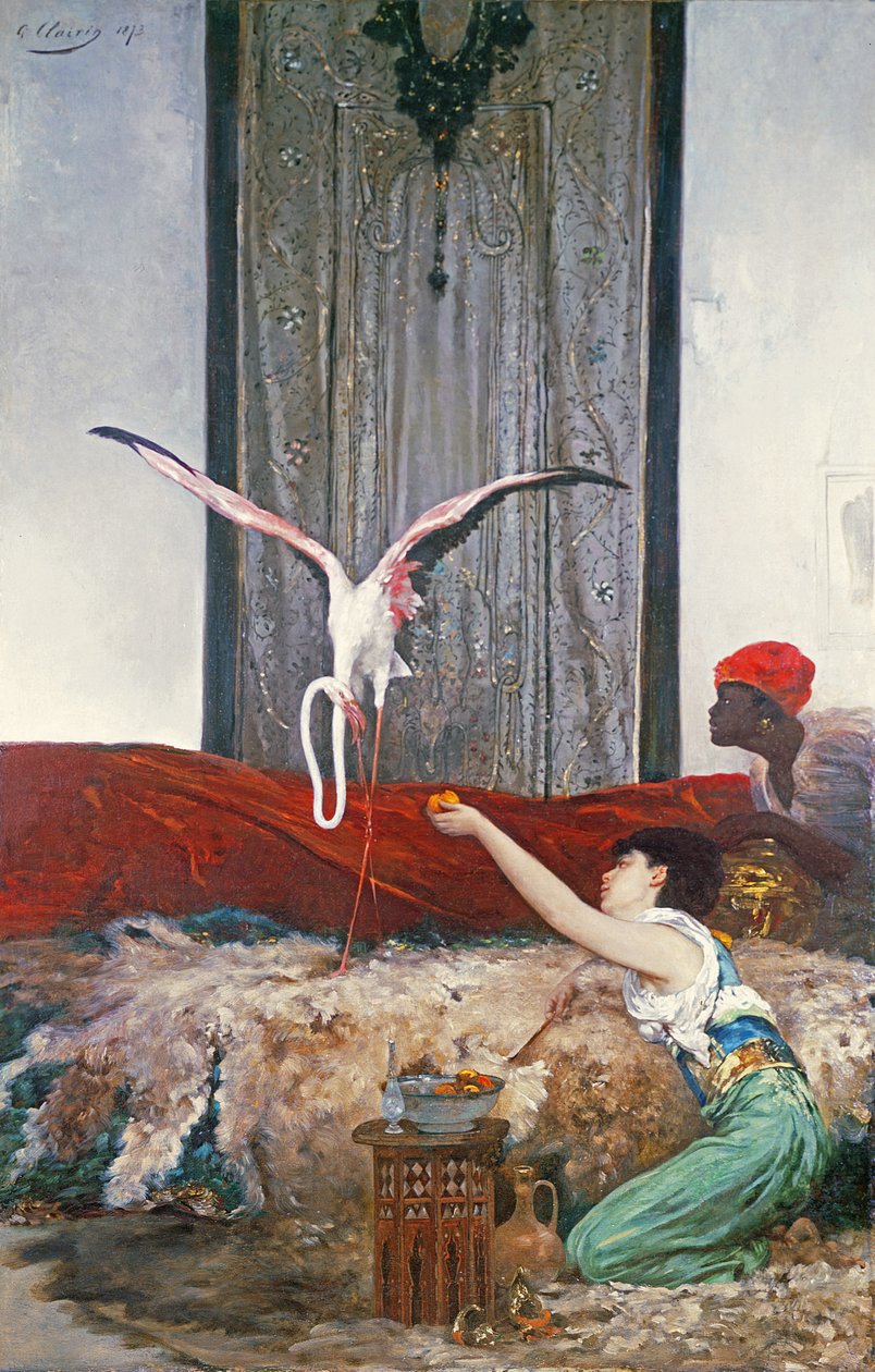 The Pet Flamingo (olje på lerret) av Georges Clairin