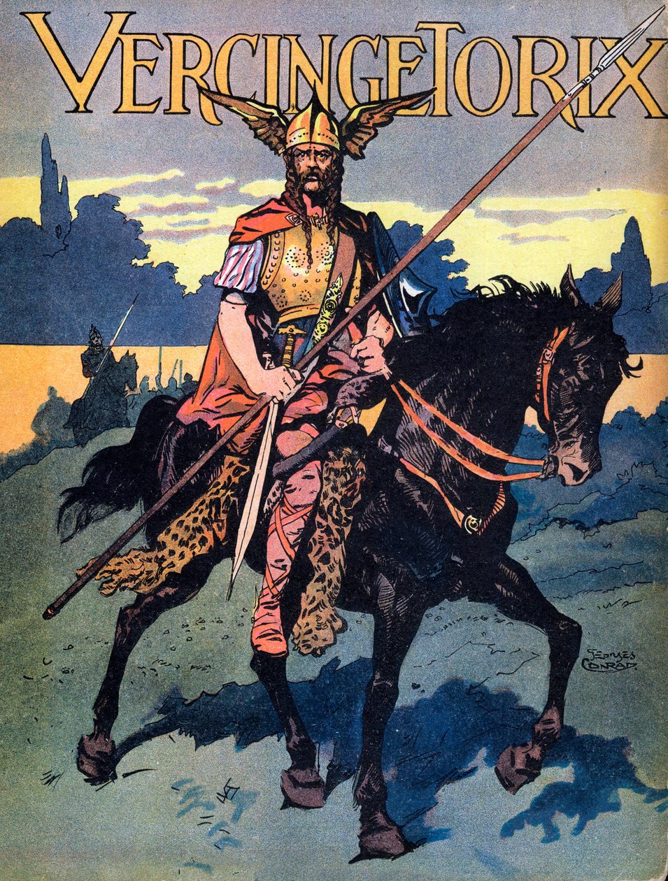Portrett av Vercingetorix (ca. 80-c. 46 f.Kr.) kriger og gallisk leder av Arvernes-stammen” “We-Gires-Nationals” ca. av Georges Conrad
