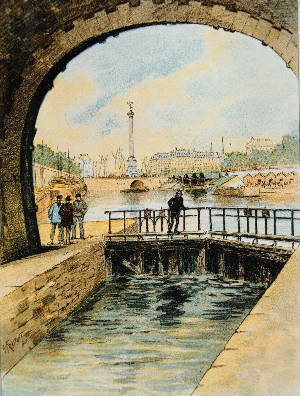 St. Martin-kanalen, Paris, 1890 av Georges Fraipont
