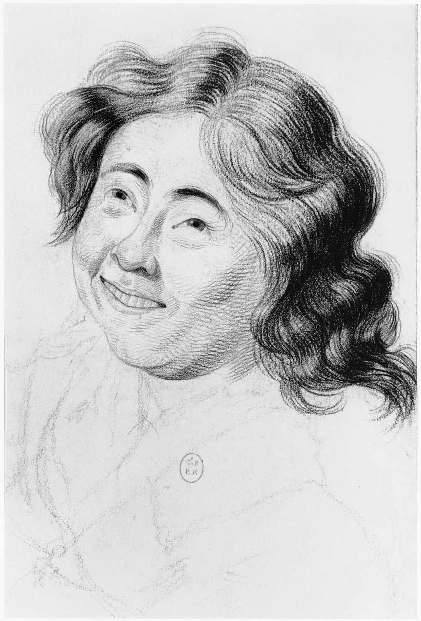 Idiot, illustrasjon fra en upublisert avhandling av Jean Etienne Dominique Esquirol (1772-1840) om galningene på Salpetriere-asylet, ca. 1818 av Georges Francois Gabriel