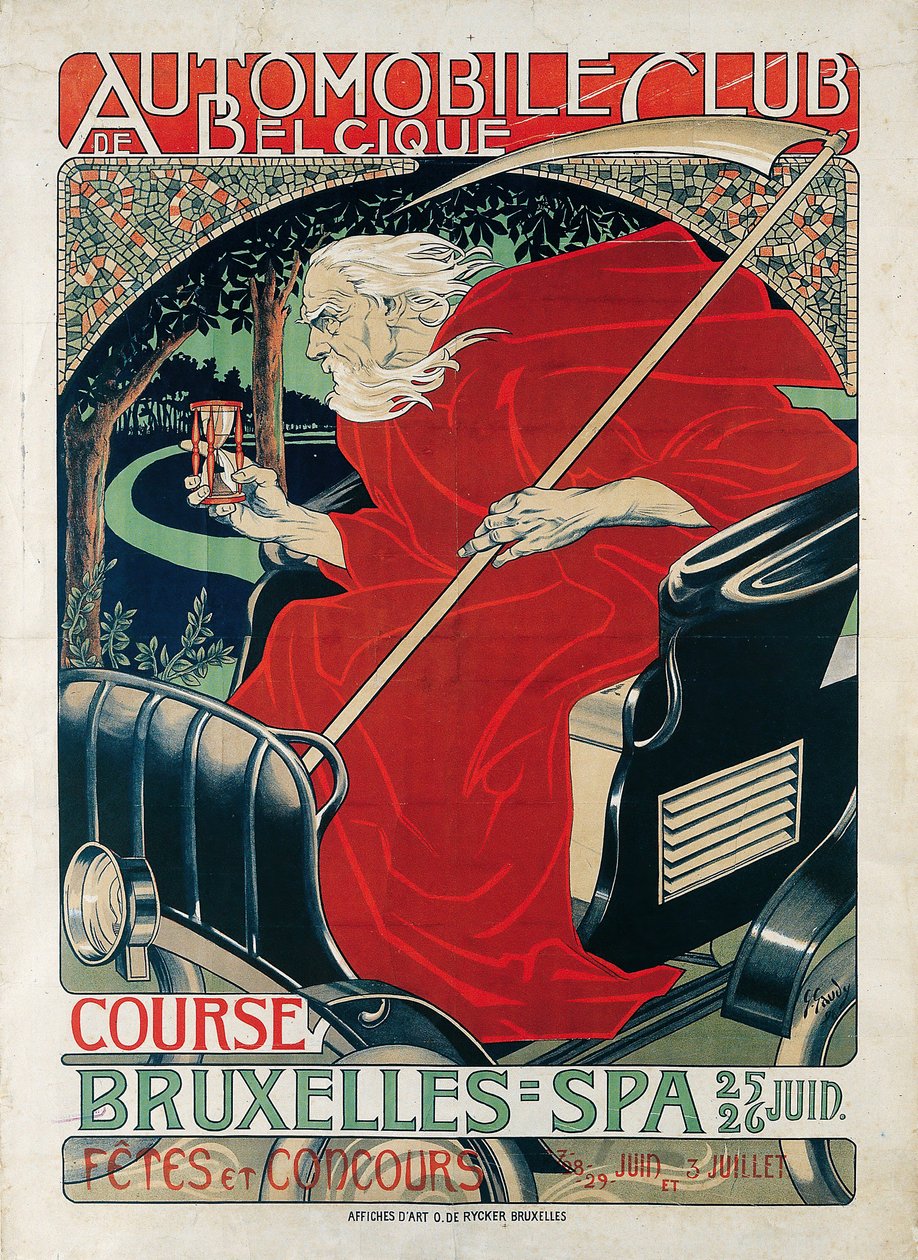 Bilklubben Belgia. Race Brussel - Spa, 1898. av Georges Gaudy