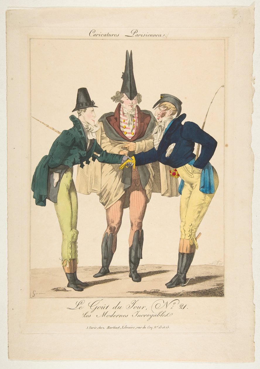 Le Goût du Jour, nr. 21: The Incredible Moderns, fra Caricatures Parisiennes, ca. 1815. av Georges Jacques Gatine