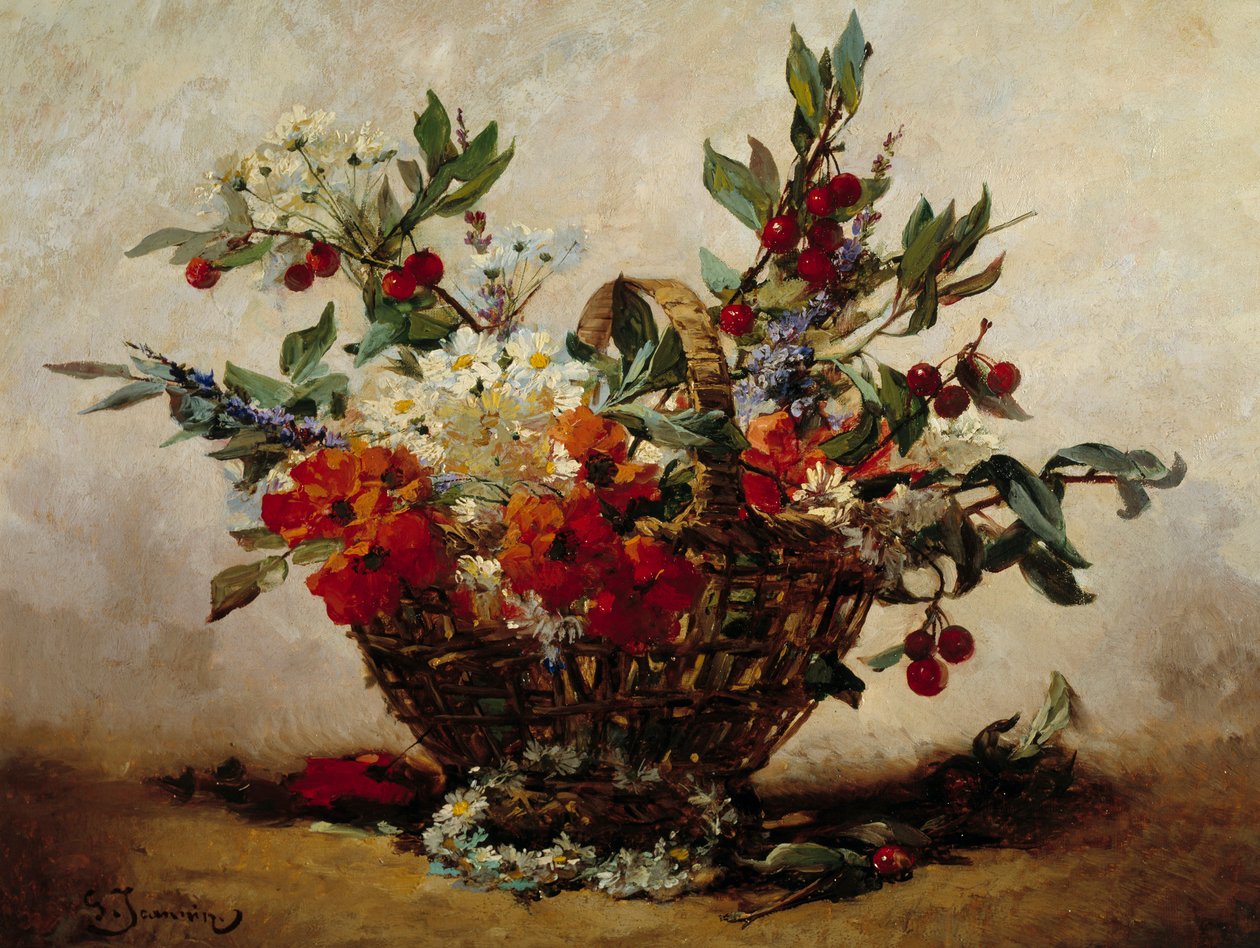 Blomster i en kurv-maleri av Georges Jeannin (1841-1925) av Georges Jeannin