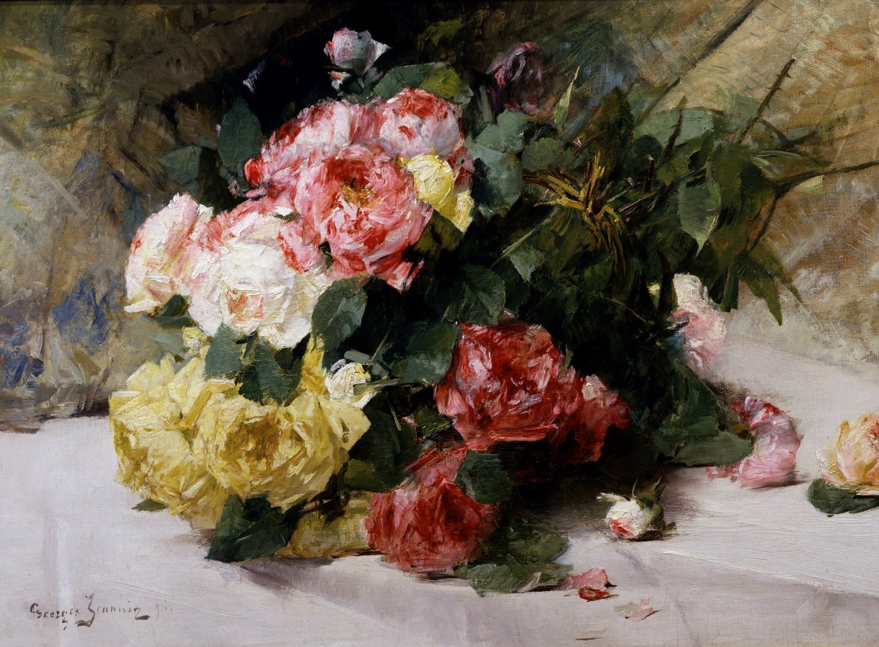 Rosebuketten. Maleri av Georges Jeannin (1841–1925). Privat samling. av Georges Jeannin