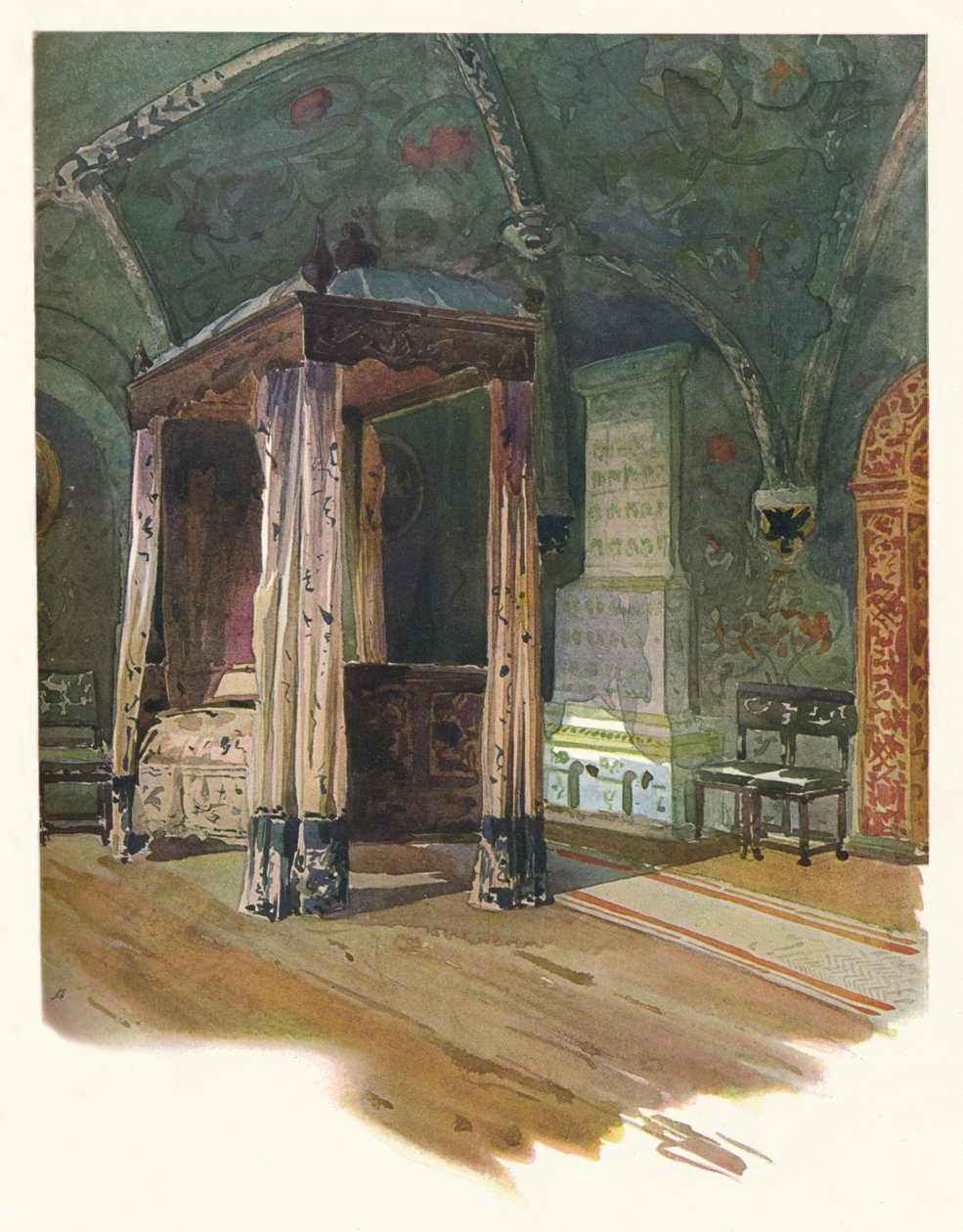 Soverom til tsar Alexis Michaelovitch, i Kreml, Moskva, c1900, 1905 av Georges Kossiakoff