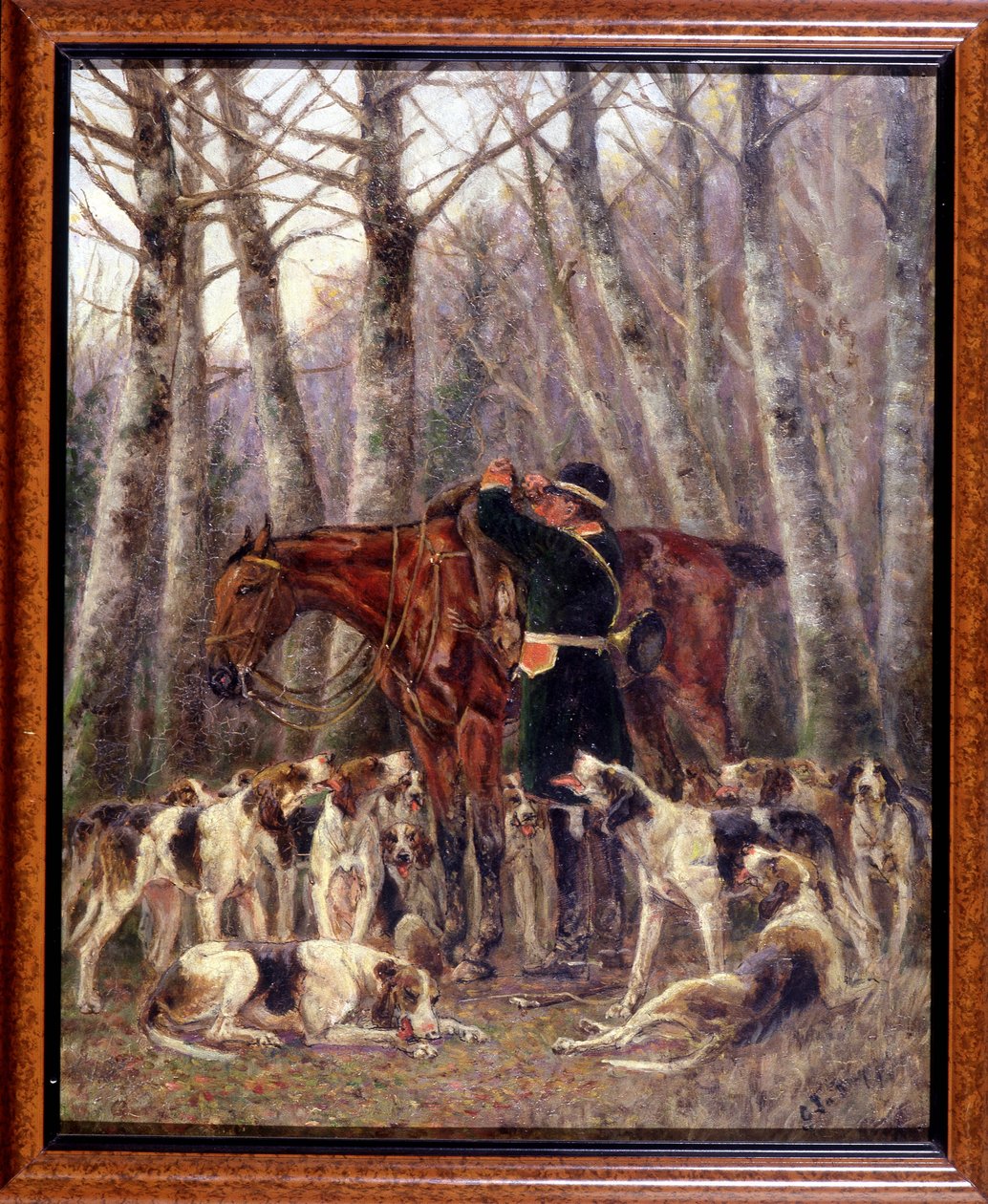 Laster på hesten til en hjort drept under en hestejakt - tegning av Georges La Roque, rundt 1900 av Georges La Roque