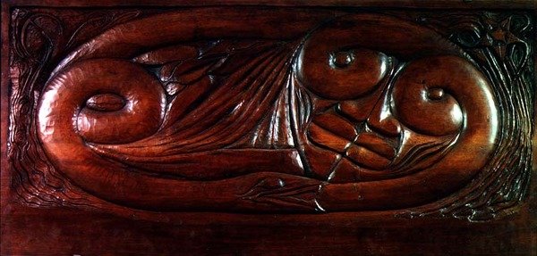 Eksistens, sengepanel i tre, ca. 1894 (tre) av Georges Lacombe