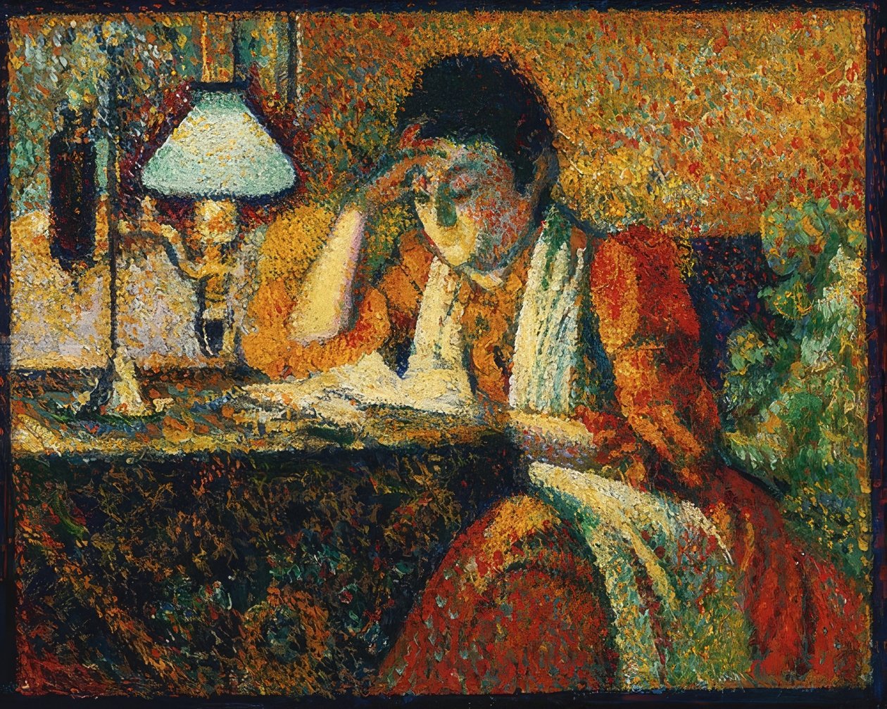 Die Lesende (Leseren). Um 1888 av Georges Lemmen