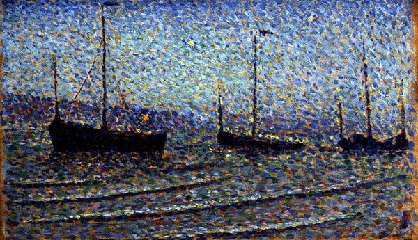 Fiskebåter, ca. 1891 (olje om bord) av Georges Lemmen