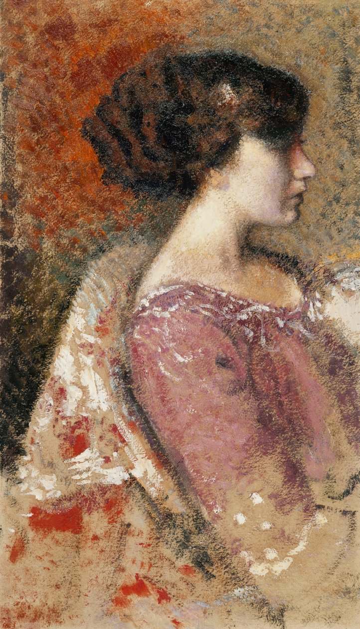 Portrett av en ung jente; Portrait de Jeune Fille - Portrait of a Young Girl, av Georges Lemmen