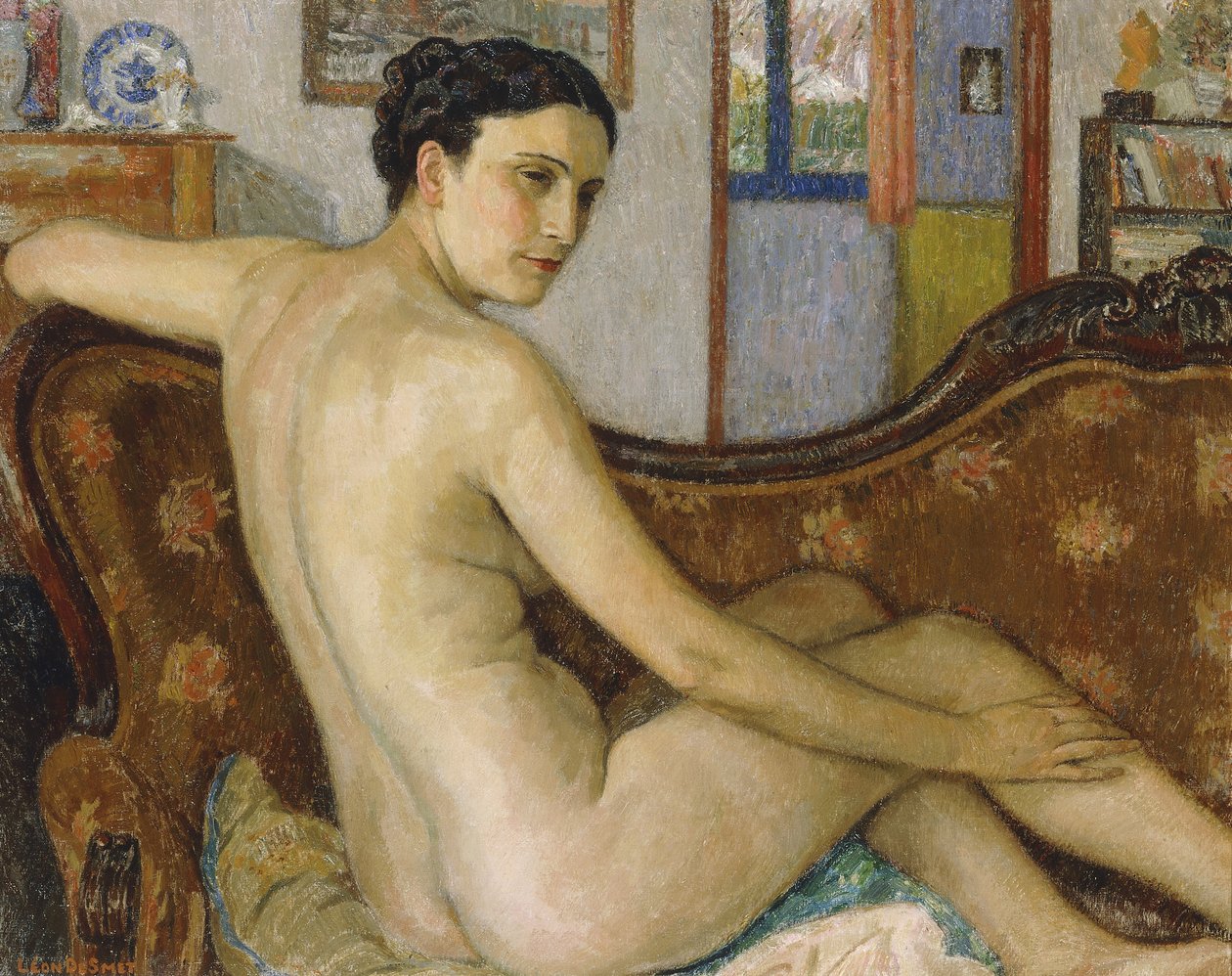 Baderen med hunden sin; The Bather with her Dog - De Baadster met Hondje, av Georges Lemmen