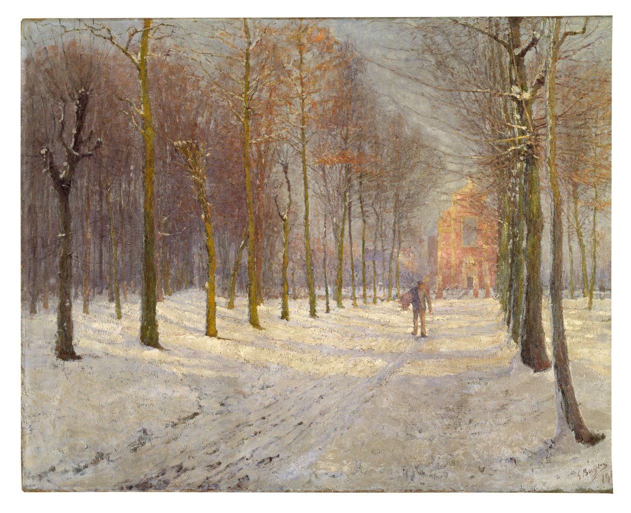 Kirke i Wondelgem (olje på lerret) av Georges Leon Ernest Buysse