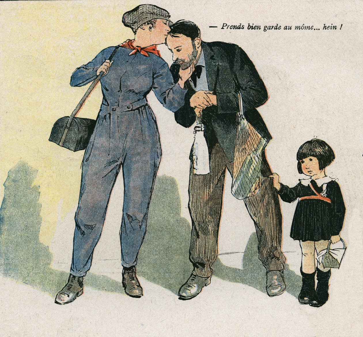 Ta vare på ungen... ikke sant? Illustrasjon av Georges Paul LEONNEC (1881-1940) i "" La Baionnette"" av 15. november av Georges Leonnec