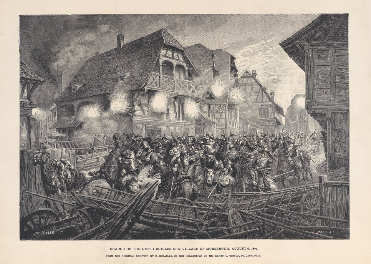 Anklagen for den niende kuirassier, landsbyen Morsbronn, 6. august 1870, 1874-1900. av Georges Léon Alfred Perrichon
