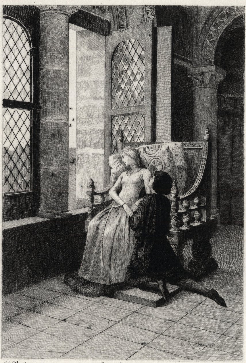 Illustrasjon av Georges Antoine Rochegrosse (1859-1938) for "" The Burgraves"" (første del - scene III) historisk drama av Victor Hugo. av Georges Marie Rochegrosse