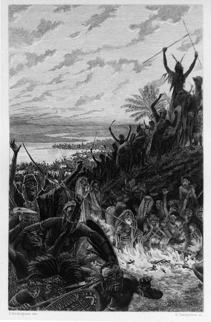 Illustrasjon av Georges Antoine Rochegrosse (1859-1938) for romanen "Salammbo" av Gustave Flaubert, og tar som en ramme leiesoldatenes krig på tidspunktet for den første puniske krigen (246-241 f.Kr.) mellom romerne og karthagerne. av Georges Marie Rochegrosse