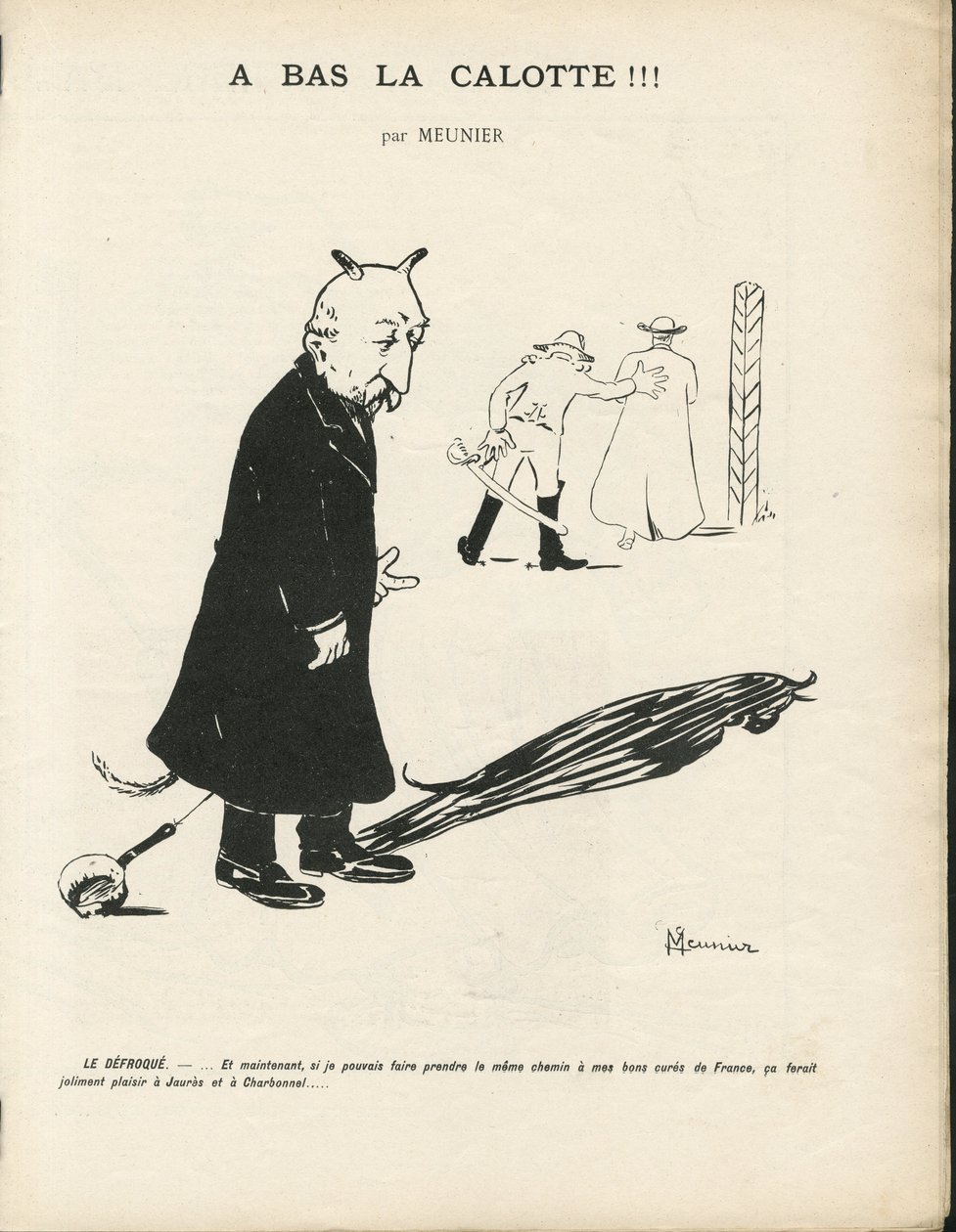 Illustrasjon av Georges Meunier (1869-1934) i Le Panache, royalistisk magasin illustrée, 20.01.04 - Royalisme, Religion Tro - Combes Emile, Devil - Animalization av Georges Meunier