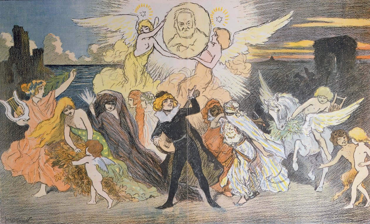 The Apotheosis of the Poet, en hyllest til Victor Hugo (1802-85) for feiringen av hundreårsdagen for hans fødsel, 1902 av Georges Meunier