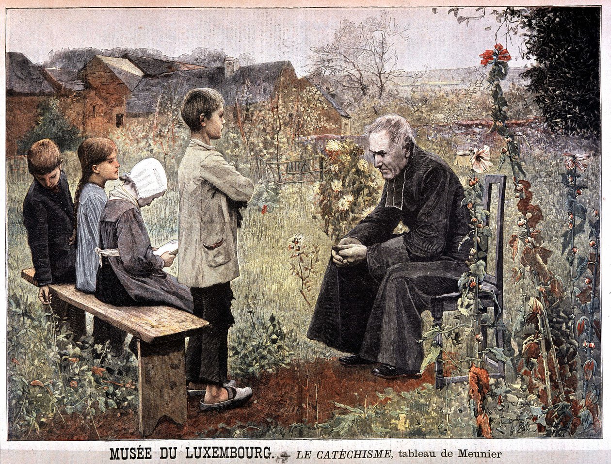 Katekismen (prest og barn i hagen) av Georges Meunier, Musee du Luxembourg - i "" Le petit Journal"" av 5. juni av Georges Meunier