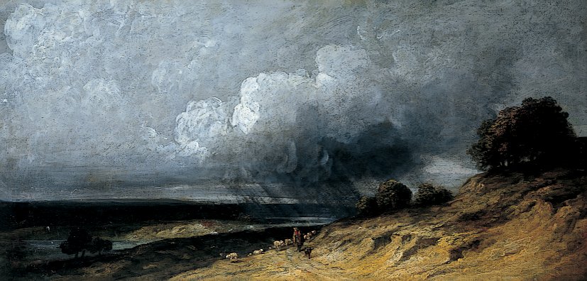 Storm over Montmartre, ca. 1763 - 1843 (olje på papir) av Georges Michel