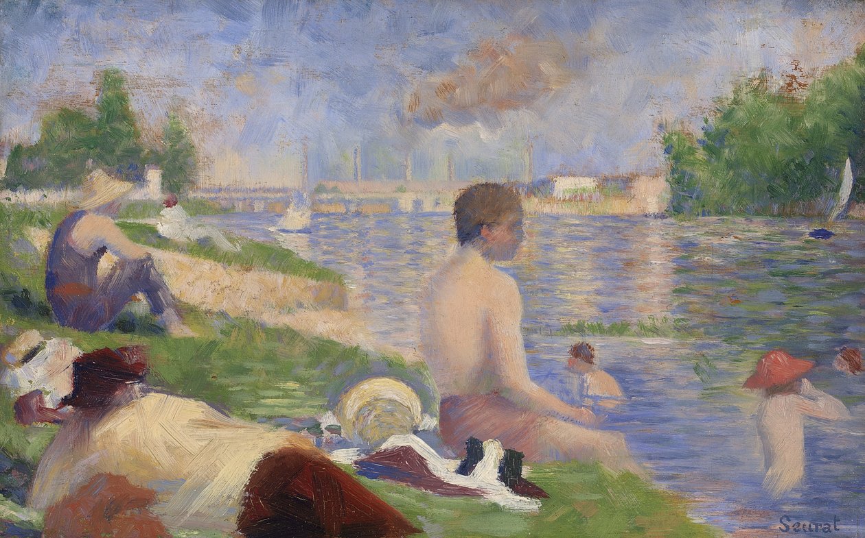Sluttstudie for badende ved Asnières, 1883 av Georges Pierre Seurat