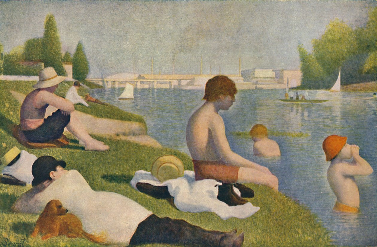 Bading, badende i Asnieres, 1884, 1937. av Georges Pierre Seurat