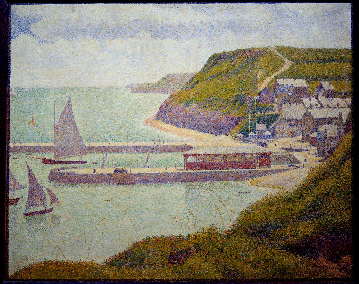 Port en Bessin, før havn, maree haute Maleri av Georges Seurat (1859-1891) 1888 Søn. 0,67x0,82 m. Paris, Musee d