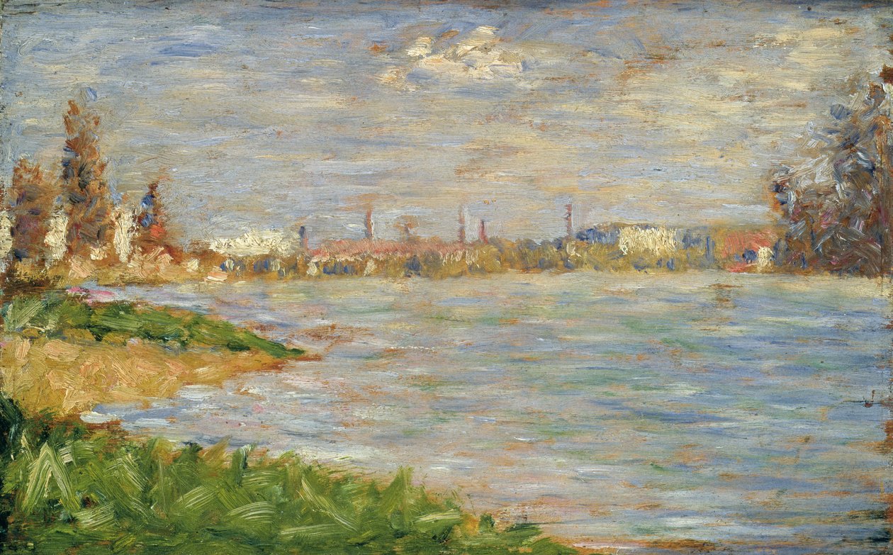 The River Banks, ca. 1883 (olje på panel) av Georges Pierre Seurat