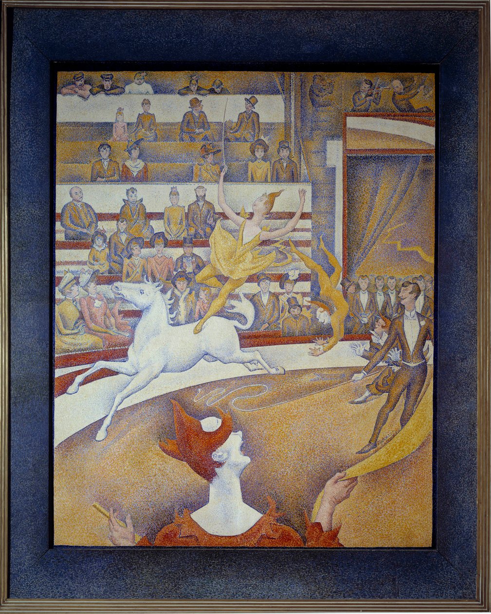 Sirkuset Une ecuyere en hest, en klovn og akrobater. Maleri av Georges Seurat (1859-1891) 1891 Søn. 1,85x1,52 m Paris, musee d