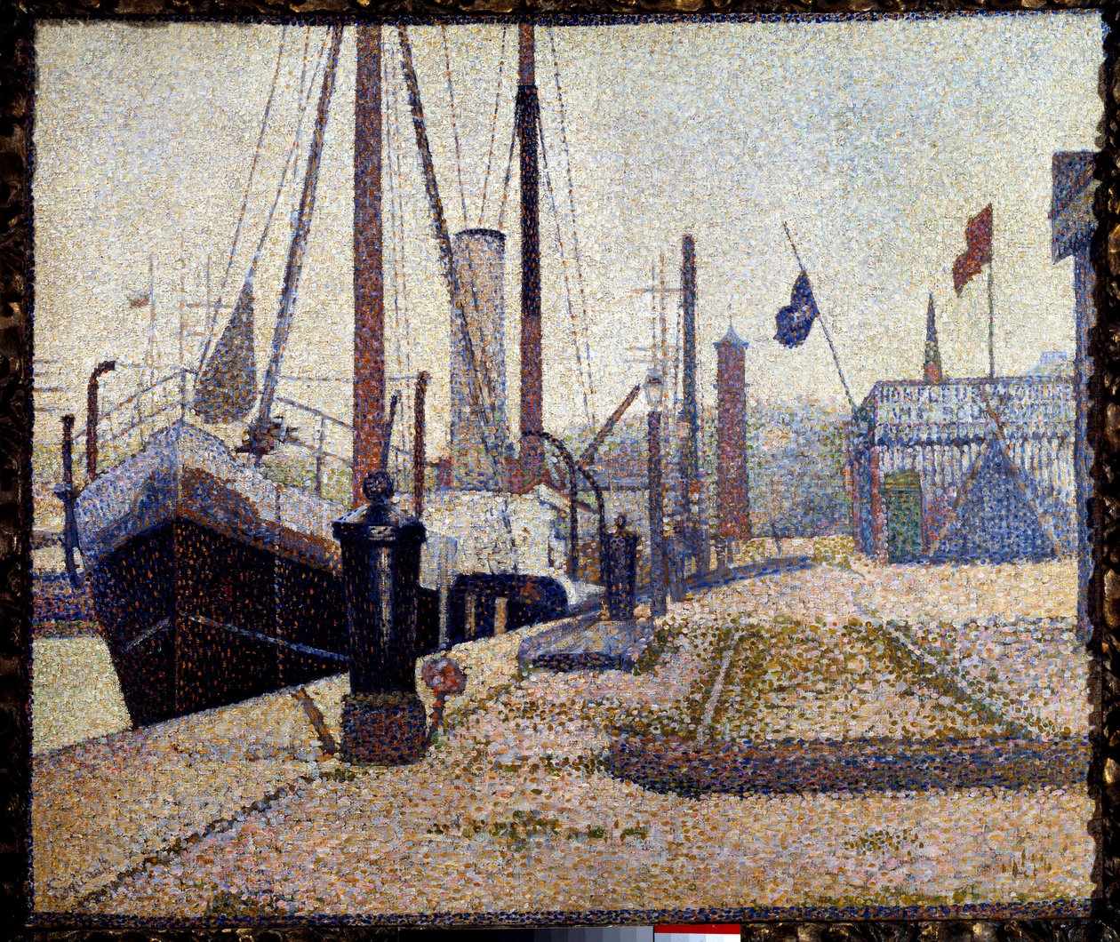 Seilbåten La Maria i havnen i Honfleur av Georges Pierre Seurat