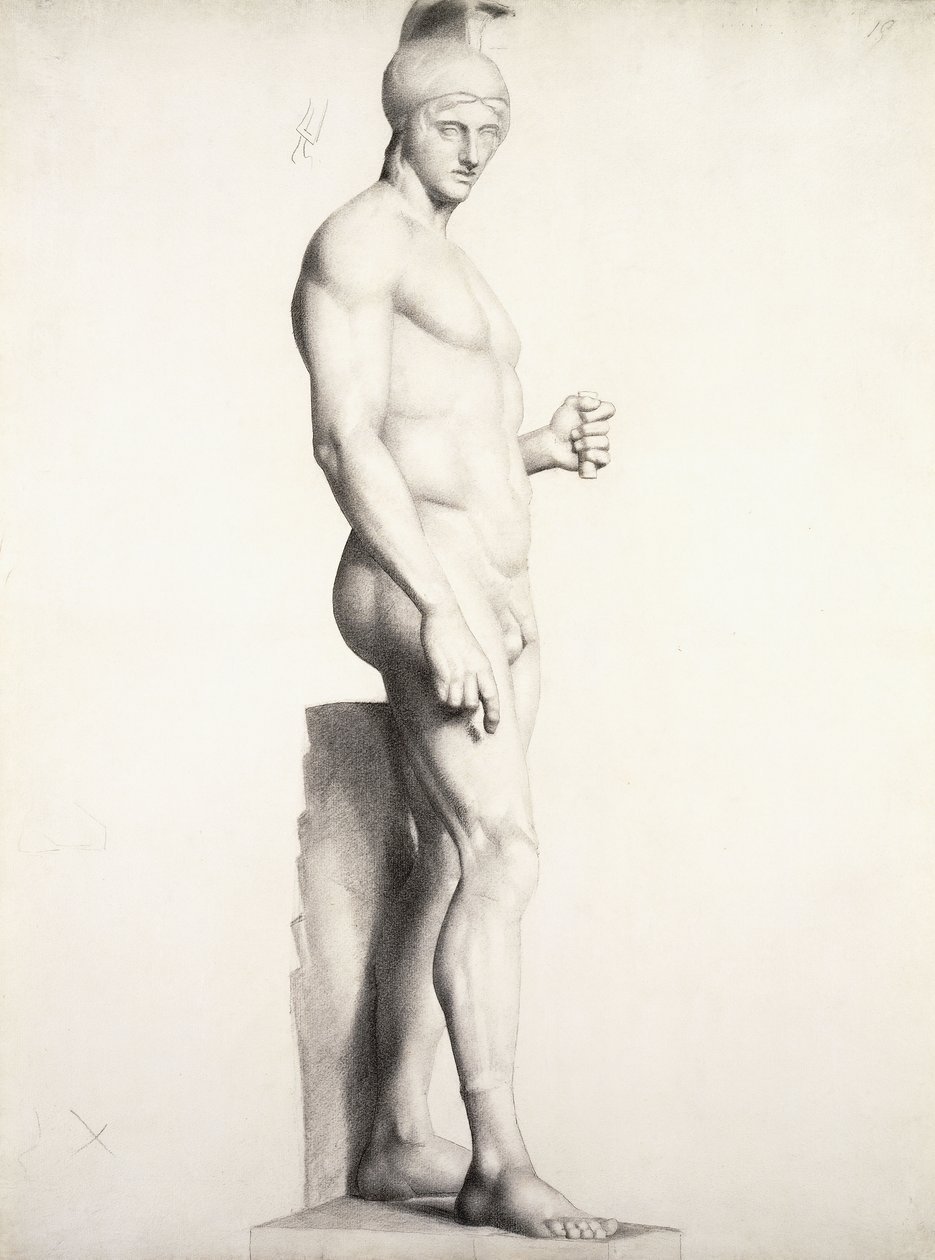 Kriger med hjelm, i profil, 1875-1878 av Georges Pierre Seurat