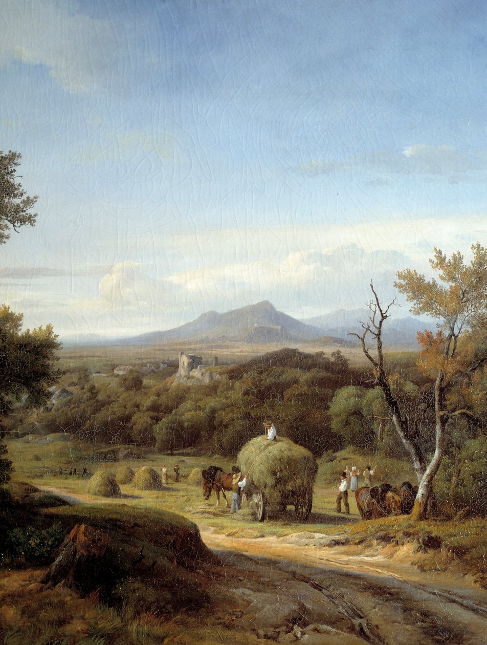 Country scene. Venstre detalj. Maleri Georges Prieur (1800-tallet) av Georges Prieur