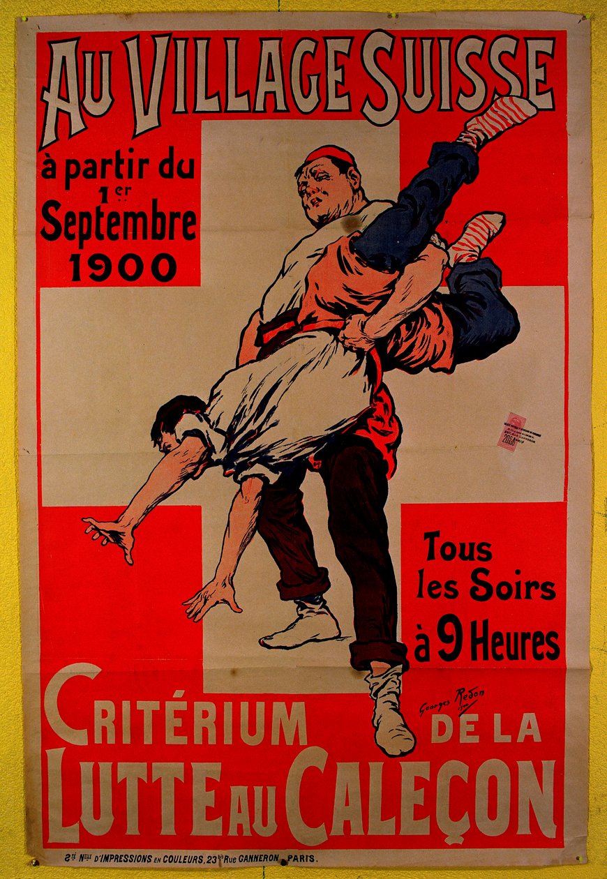Plakatreklame for brytingkonkurranser i den sveitsiske landsbyen, 1900 av Georges Redon