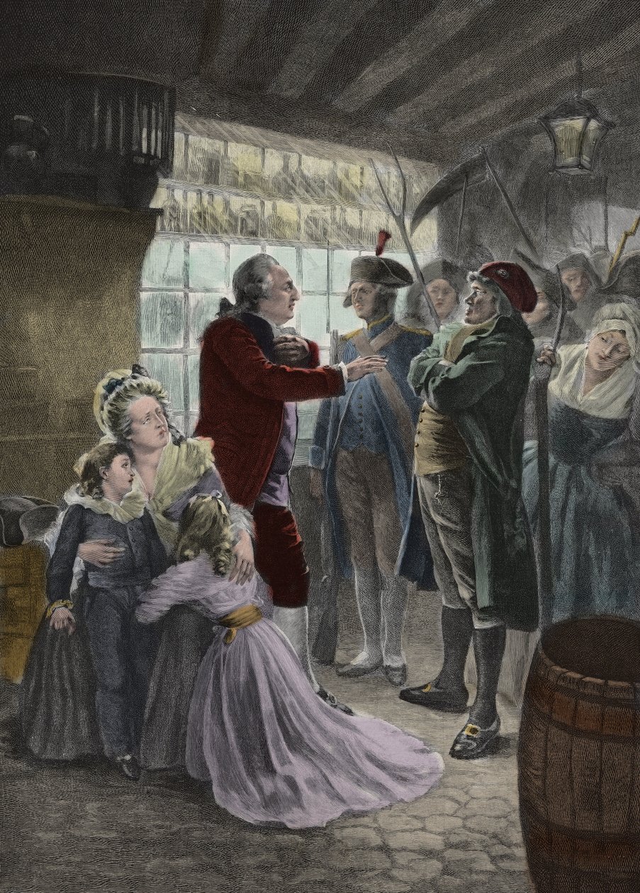 French Revolution: 21 June 1791 The royal family (Louis XVI King of France, Queen Marie Antoinette and their two children Madame Elisabeth the king