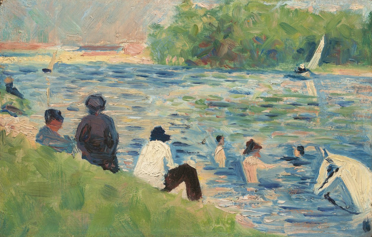 Badende (Studie for "Badende i Asnières") av Georges Seurat
