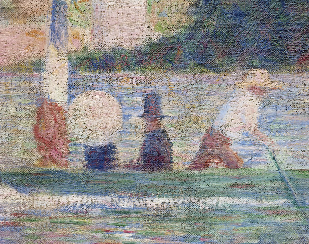 Badere ved Asnieres, 1884 detalj av 2136 av Georges Seurat