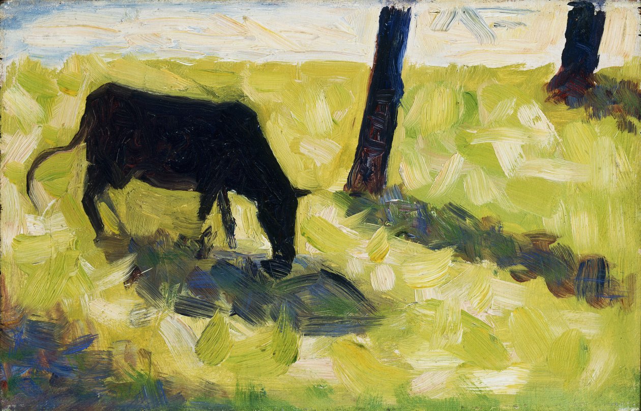 Svart ku på en eng av Georges Seurat