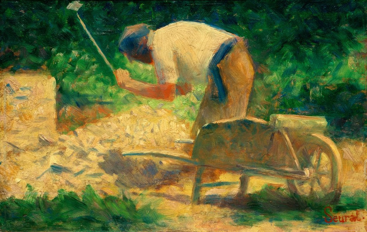 Steinknekker med trillebår, Le Raincy (Steinklopfer) av Georges Seurat