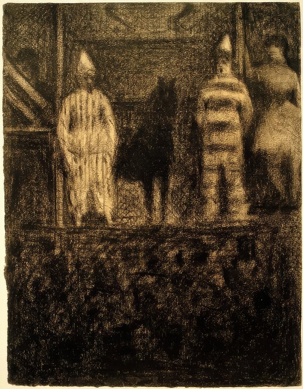 Clowns et poney (Une Parade) (Klovner og ponni / A Parade) av Georges Seurat