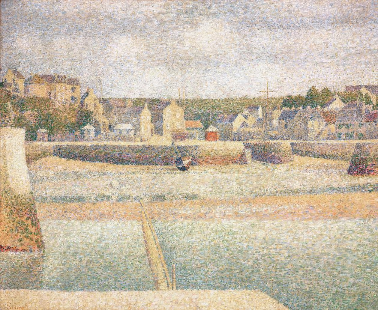 Den ytre havnen i Porten-Bessin ved lavvann av Georges Seurat