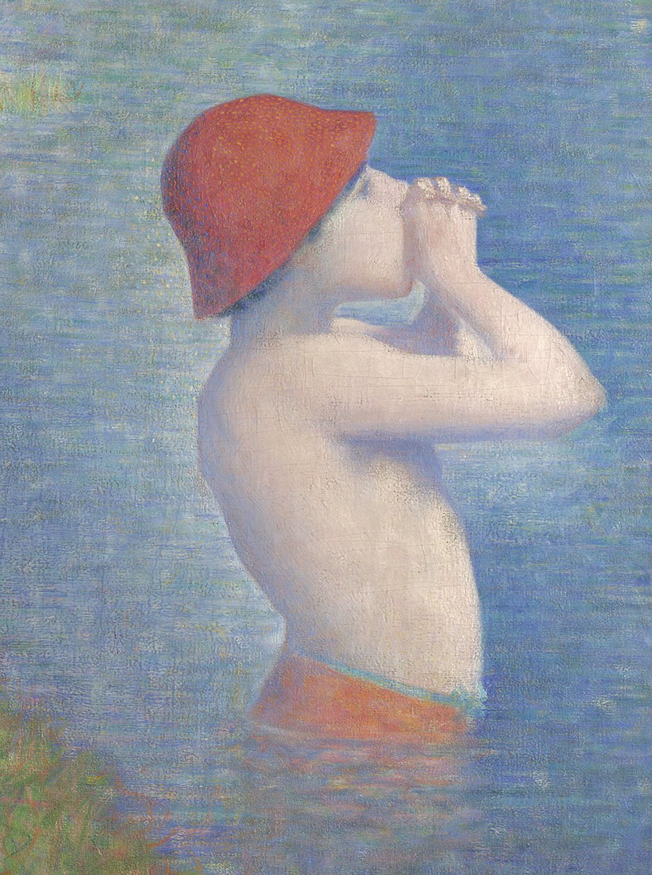 Detalj av badegjestene ved Asnières, 1884 av Georges Seurat