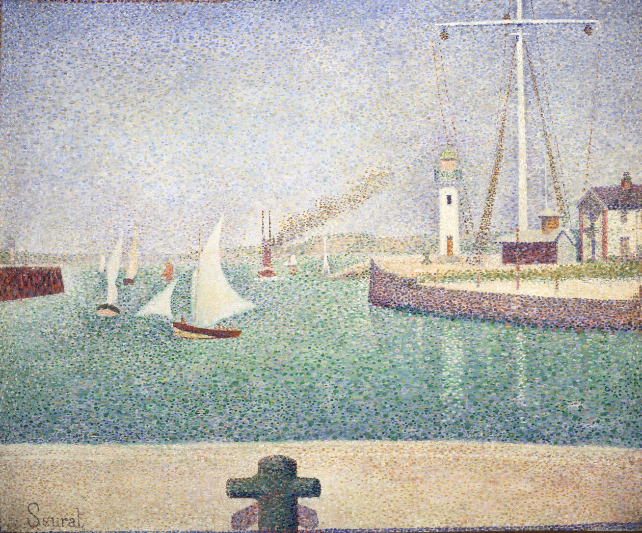 Inngangen til havnen i Honfleur av Georges Seurat
