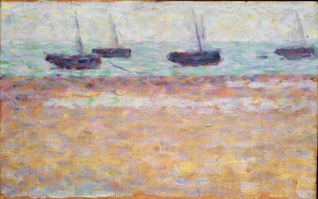 Harbour of Grandcamp (fire båter) av Georges Seurat