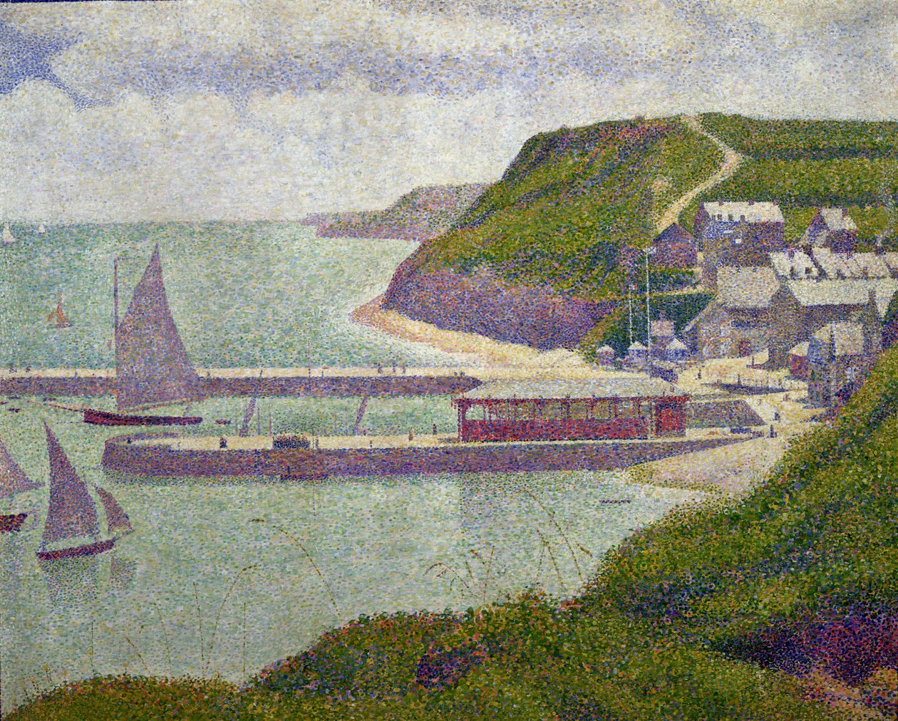 Havn i Port-en-Bessin ved høyvann, 1888 av Georges Seurat